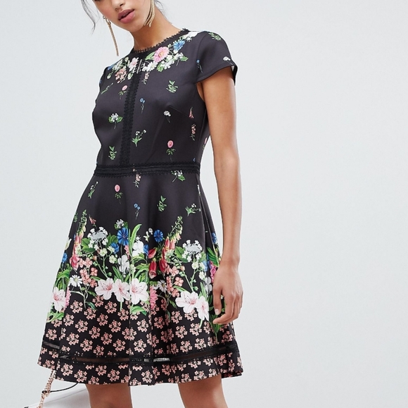 🍒NWT🍒 TED BAKER BLACK SKATER DRESS - Picture 5 of 12